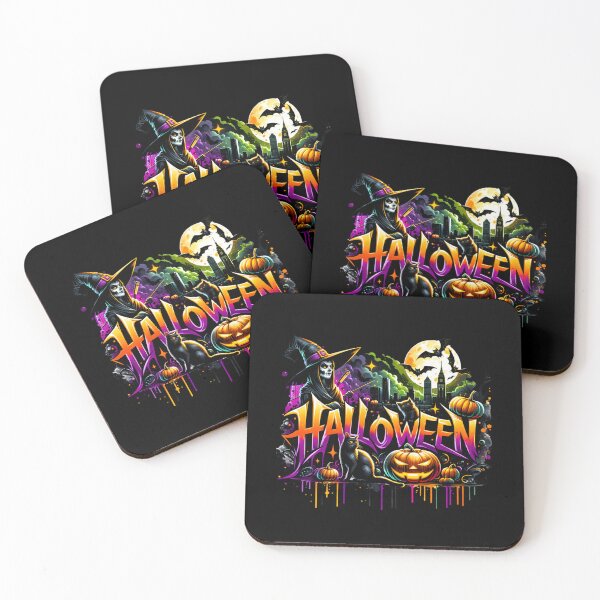 Item preview, Skeleton in Witch Hat & Halloween Pumpkins – Chilling Watercolor Art for T-Shirts, Mugs, Stickers & More designed and sold by artedigital99.