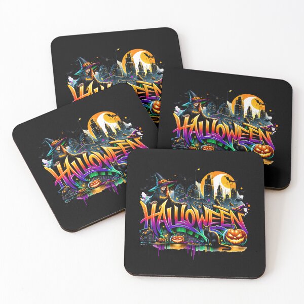 Item preview, Skeleton in Witch Hat & Halloween Pumpkins – Chilling Watercolor Art for T-Shirts, Mugs, Stickers & More designed and sold by artedigital99.