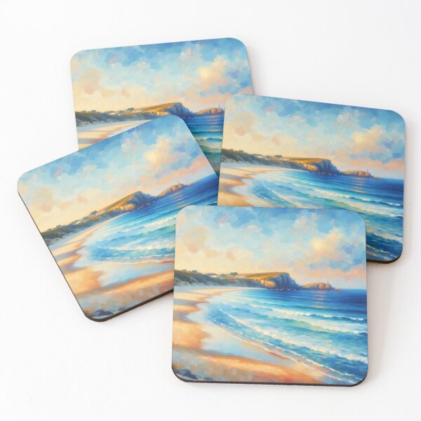 Item preview, Golden Shoreline Serenity Watercolor Digital Artwork designed and sold by JoeysPODShop.