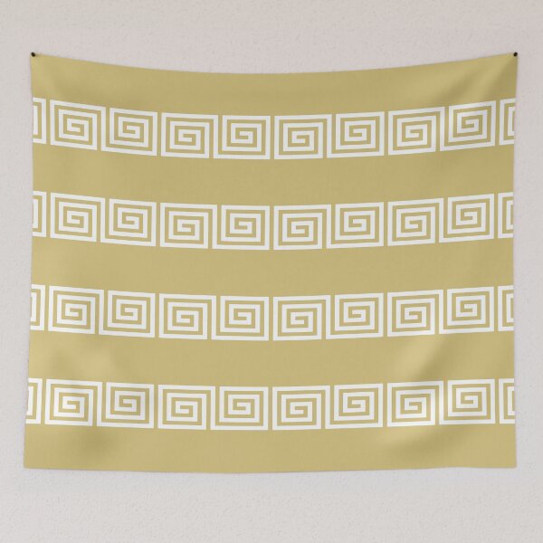 Item preview, Greek Key Stripes Gold & White designed and sold by tonymagnerart.