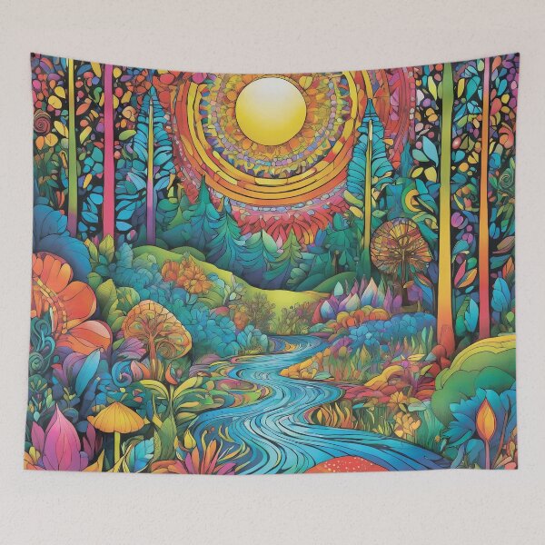 Item preview, A beautiful colorful forest full of mushrooms. designed and sold by MagelliShop.