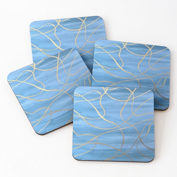 Item preview, Modern Teal Blue and Gold Abstract Water Effect designed and sold by Leufia.