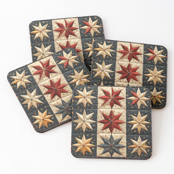 Item preview, A classic vintage pattern Design with  Christmas stars, including faded red, dark green, and gold tones. Add subtle distressing to give an antique, retro look. designed and sold by HEMRO.