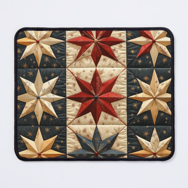 Item preview, A classic vintage pattern Design with Christmas stars, including faded red, dark green, and gold tones. Add subtle distressing to give an antique, retro look. designed and sold by HEMRO.