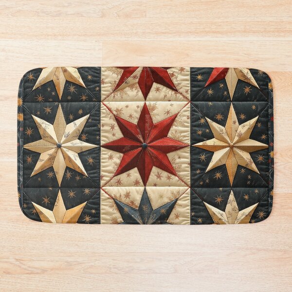 Item preview, A classic vintage pattern Design with  Christmas stars, including faded red, dark green, and gold tones. Add subtle distressing to give an antique, retro look. designed and sold by HEMRO.