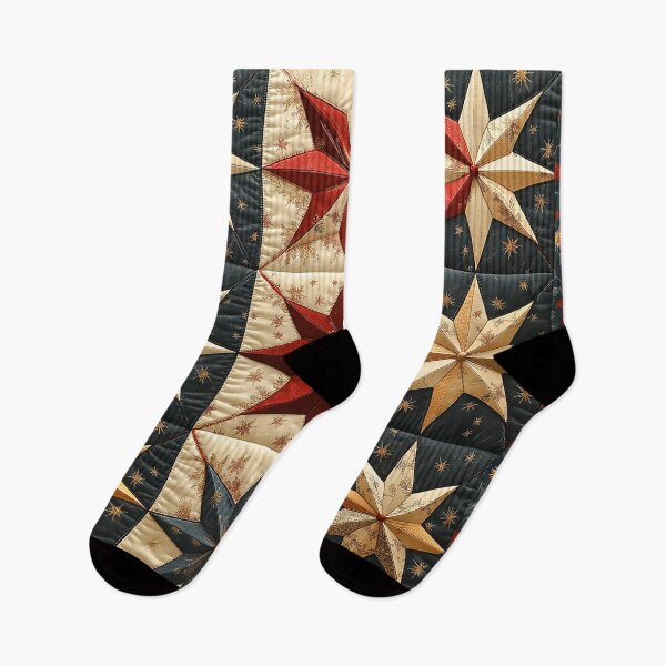 Item preview, A classic vintage pattern Design with  Christmas stars, including faded red, dark green, and gold tones. Add subtle distressing to give an antique, retro look. designed and sold by HEMRO.