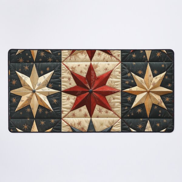 Item preview, A classic vintage pattern Design with  Christmas stars, including faded red, dark green, and gold tones. Add subtle distressing to give an antique, retro look. designed and sold by HEMRO.