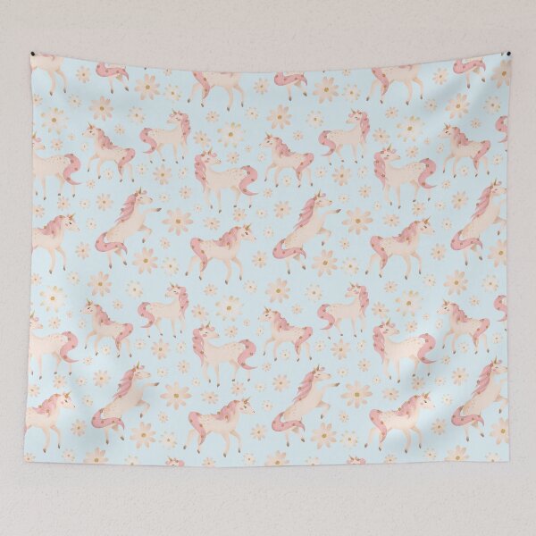 Item preview, Prancing Pastel Unicorns Blue designed and sold by HematiteDesign.