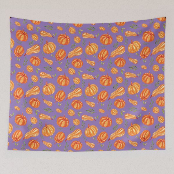 Item preview, Pretty Watercolor Pumpkins Purple designed and sold by HematiteDesign.