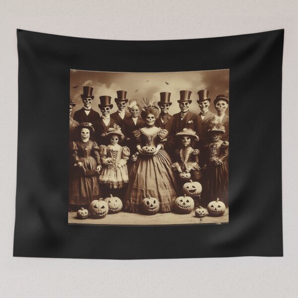 Item preview, Gothic Gathering of Pumpkin Heads and Skeleton Faces designed and sold by freackly.