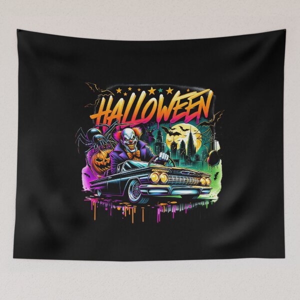 Item preview, Evil Clown Driving Classic Car & Halloween Spider – Creepy Watercolor Art for T-Shirts, Mugs, Stickers & More designed and sold by artedigital99.