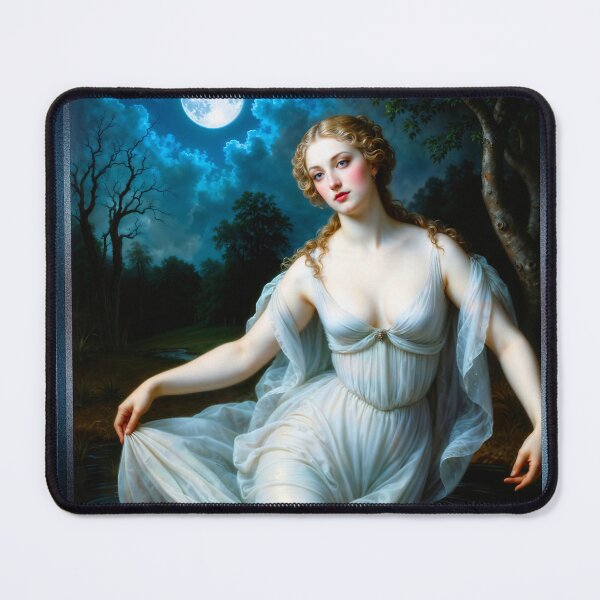Item preview, Moonlit Maiden Under An Ethereal Full Moon Mesmerizing AI Concept Art by Xzendor7 designed and sold by Xzendor7 Digital Art Creations.