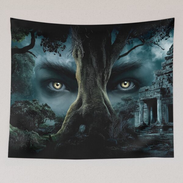 Item preview, Mysterious Eyes Over Ancient Temple Forest designed and sold by ZetaDream.