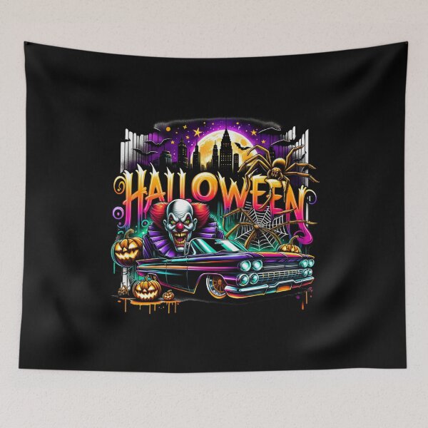 Item preview, Sinister Clown in Classic Car with Halloween Spider – Haunting Watercolor Art for T-Shirts, Mugs, Stickers & More designed and sold by artedigital99.