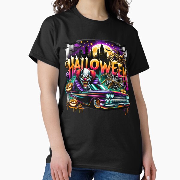 Item preview, Sinister Clown in Classic Car with Halloween Spider – Haunting Watercolor Art for T-Shirts, Mugs, Stickers & More designed and sold by artedigital99.