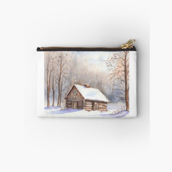 Item preview, Cozy Cabin in the woods watercolor | Winter rustic Cabin designed and sold by SMcmahonArt.