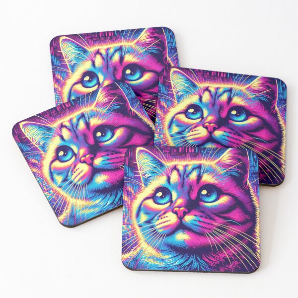 Item preview, Synthwave Cat Dreamscape Digital Artwork designed and sold by JoeysPODShop.