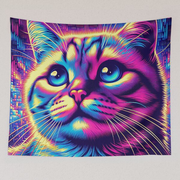 Item preview, Synthwave Cat Dreamscape Digital Artwork designed and sold by JoeysPODShop.