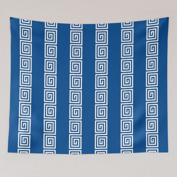 Item preview, Greek Key Stripes Blue & White designed and sold by tonymagnerart.
