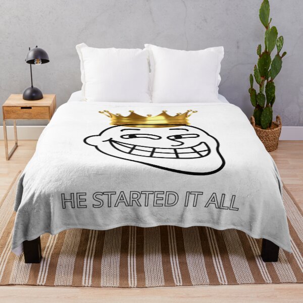 Item preview, Meta Meme Design. Parody of the Trollface meme with a crown with the text "He started it all." Perfect gift. designed and sold by StyleFused.