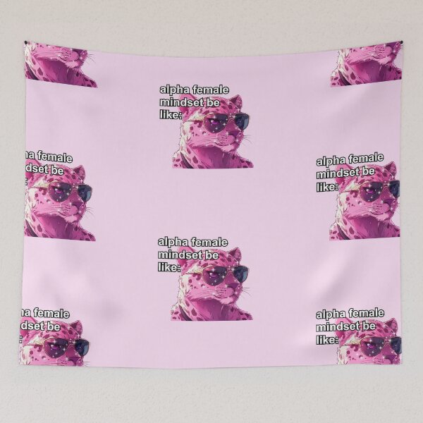 Item preview, Pink jaguar alpha female anime style meme quote  designed and sold by pinkuardesign.
