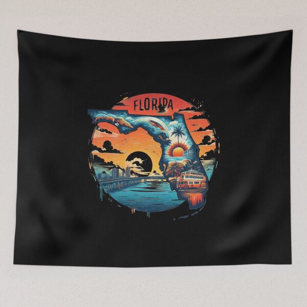 Item preview, Florida retro travel map of United States designed and sold by CleanDecor.