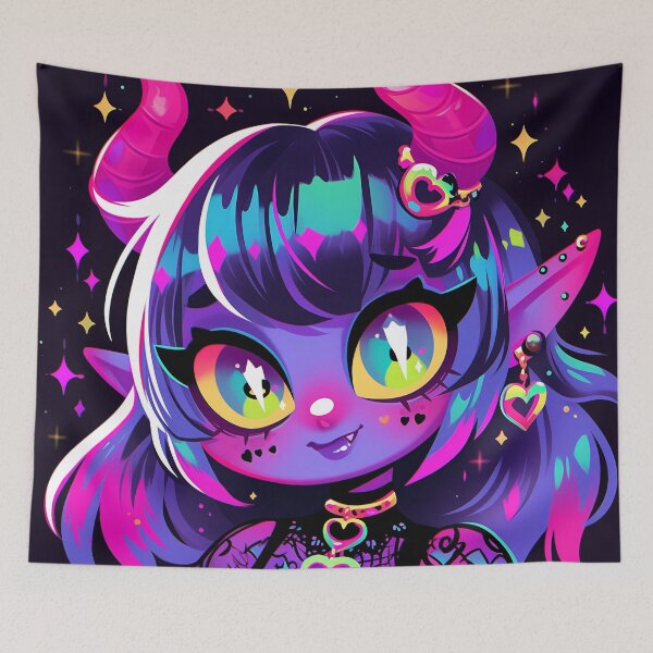 Item preview, Adorable Chibi Purple Demon Anime Girl designed and sold by bubblegoth.