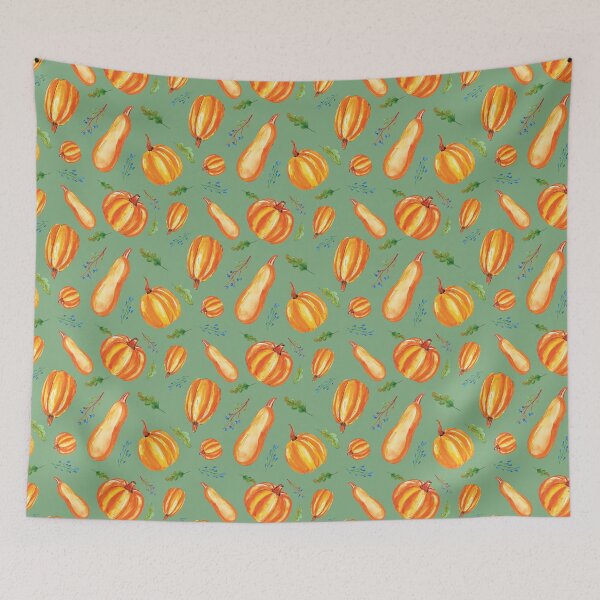 Item preview, Pretty Watercolor Pumpkins Green designed and sold by HematiteDesign.