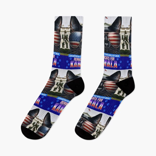 Item preview, SUDD0318 DemocratDesigns Democats Black Cat in Sunglasses at White House for Kamala Harris patriotic cats at the US Capitol designed and sold by DemocratDesigns.