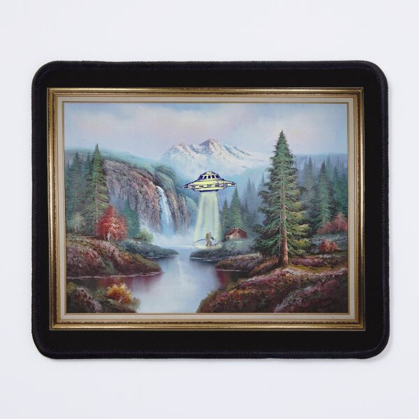 Item preview, Alien abduction of bigfoot landscape art designed and sold by Izzy-Holiday.