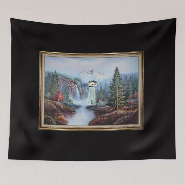 Item preview, Alien abduction of bigfoot landscape art designed and sold by Izzy-Holiday.