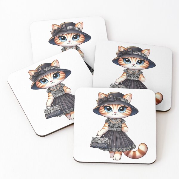 Item preview, Elegant Cat in Little Black Dress and Hat designed and sold by Chokhdi289shop.