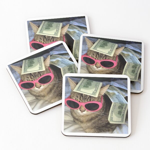 Item preview, Cat with pink sunglasses and money designed and sold by Ratcatdoggg.