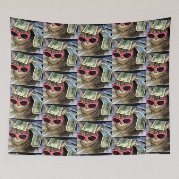Item preview, Cat with pink sunglasses and money designed and sold by Ratcatdoggg.
