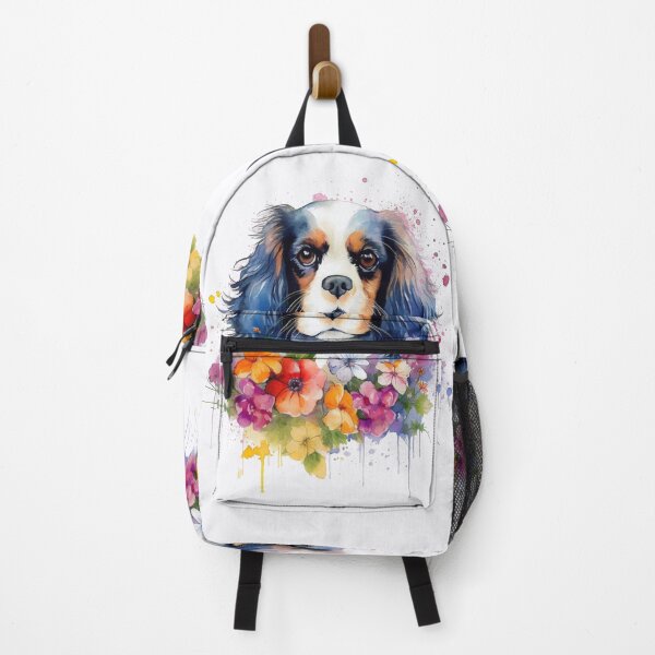Item preview, Tricolor Cavalier King Charles Spaniel with Watercolor Blossoms designed and sold by Cute-Cuddles.