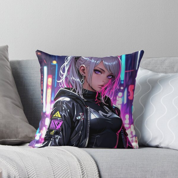 Item preview, Anime Posters Cyberpunk Street Rebel Anime Girl Portrait Canvas Metal Print Poster Art Board designed and sold by RecortShirt.