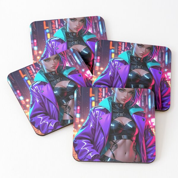 Item preview, Anime Posters Cyberpunk anime girl portrait Canvas Metal Print Poster Art Board designed and sold by RecortShirt.