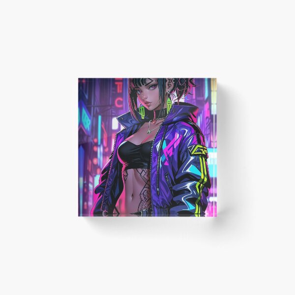 Item preview, Anime Posters Cyberpunk anime girl portrait Canvas Metal Print Poster Art Board designed and sold by RecortShirt.