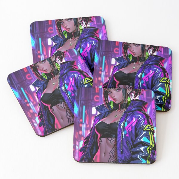 Item preview, Anime Posters Cyberpunk anime girl portrait Canvas Metal Print Poster Art Board designed and sold by RecortShirt.