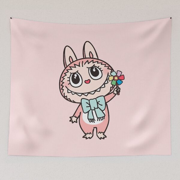 Item preview, Labubu pink Monster flower sticker designed and sold by retrippy.