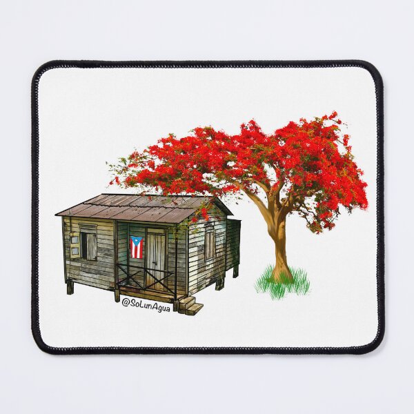 Item preview, Puerto Rico Casita with Flag and Flamboyant Tree designed and sold by SoLunAgua ..