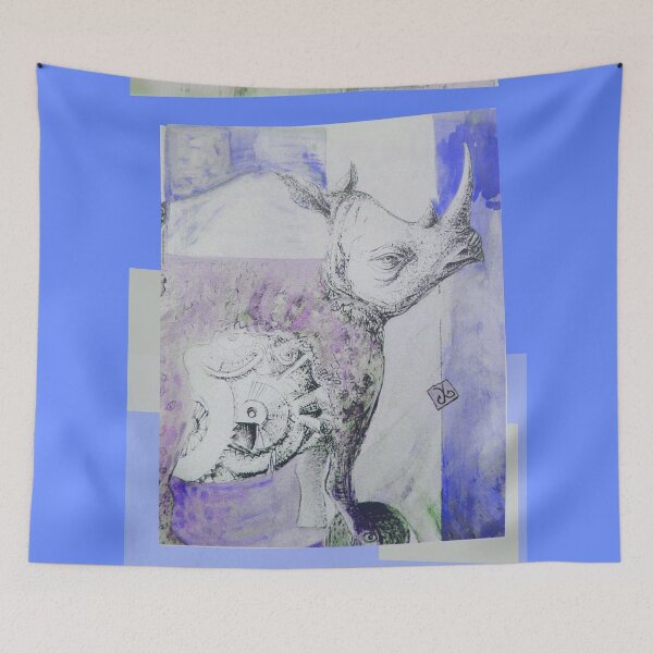 Item preview, Automatic Rhinoceros - Automatic Sign of Abundance (Original Mix Media Painting by AliceCCI) designed and sold by VanyssaGraphics.
