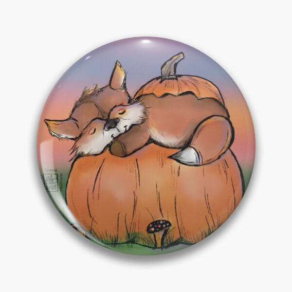 Item preview, Sleeping Pumpkin Fox Illustration v.2 designed and sold by atcreateart.