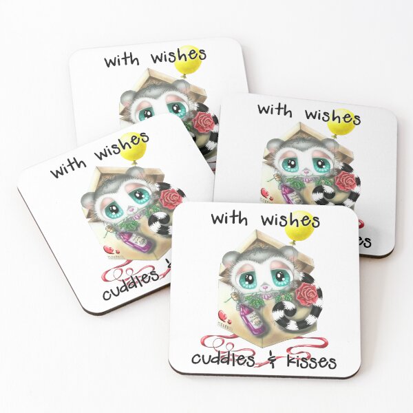 Item preview, with wishes cuddles & kisses - lemur in a party box designed and sold by Plakartis.