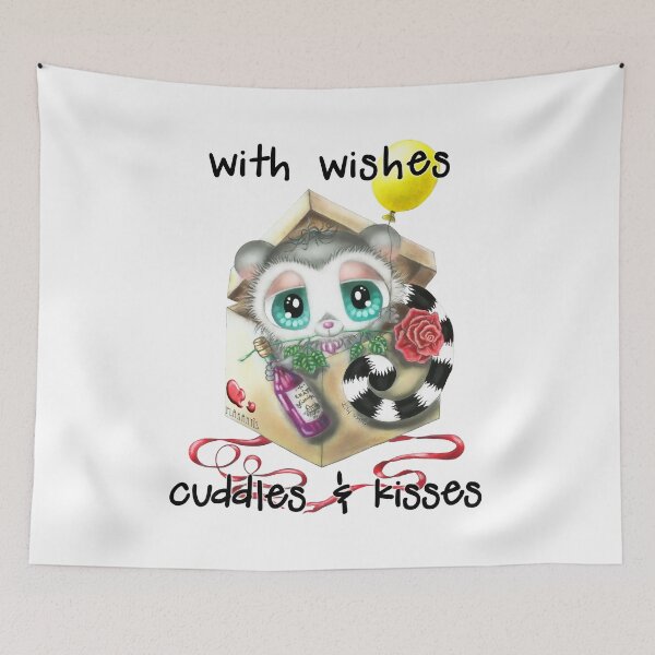 Item preview, with wishes cuddles & kisses - lemur in a party box designed and sold by Plakartis.