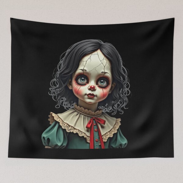 Item preview, Eerie Haunted Doll with Cracked Porcelain Face designed and sold by artwaves.