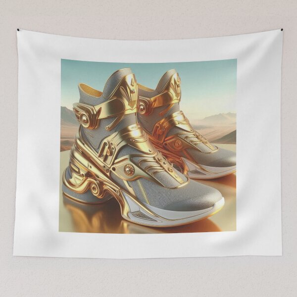 Item preview, Futuristic Gold-Accented Sneakers designed and sold by ZenOfAIarts.