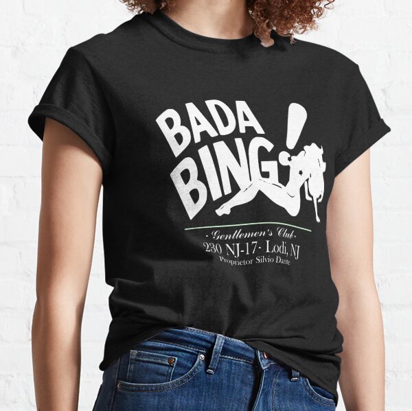 Artikel-Vorschau von Bada Bing mit Adresse und Inhaber Sivio Dante Text, designt und verkauft von MobTeesFashions.