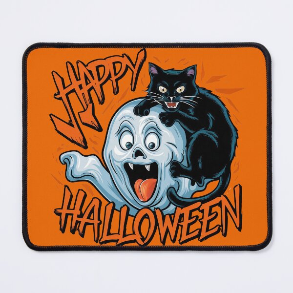 Item preview, Black Cat & White Ghost Spooky Happy Halloween designed and sold by Sturdust.