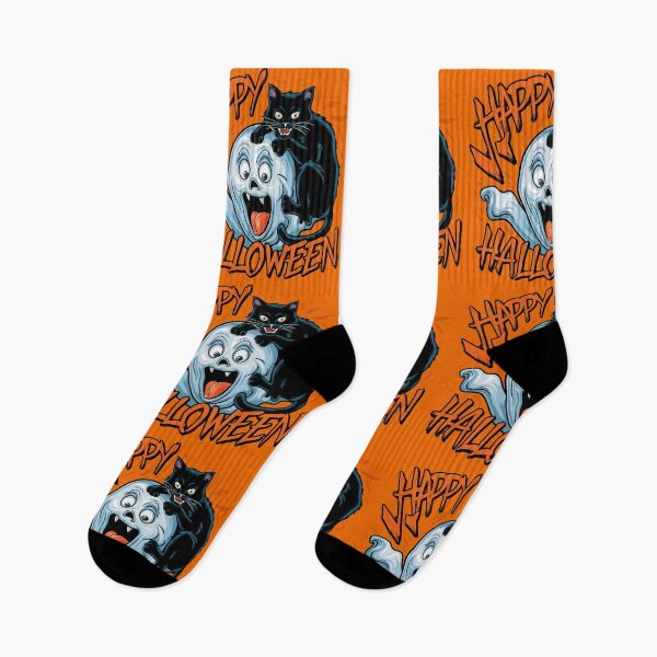 Item preview, Black Cat & White Ghost Spooky Happy Halloween designed and sold by Sturdust.